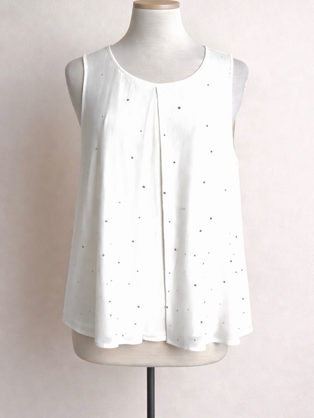 Juicy Couture Sheer White Rhinestone Sleeveless Blouse Cutout Back Top Large NWT